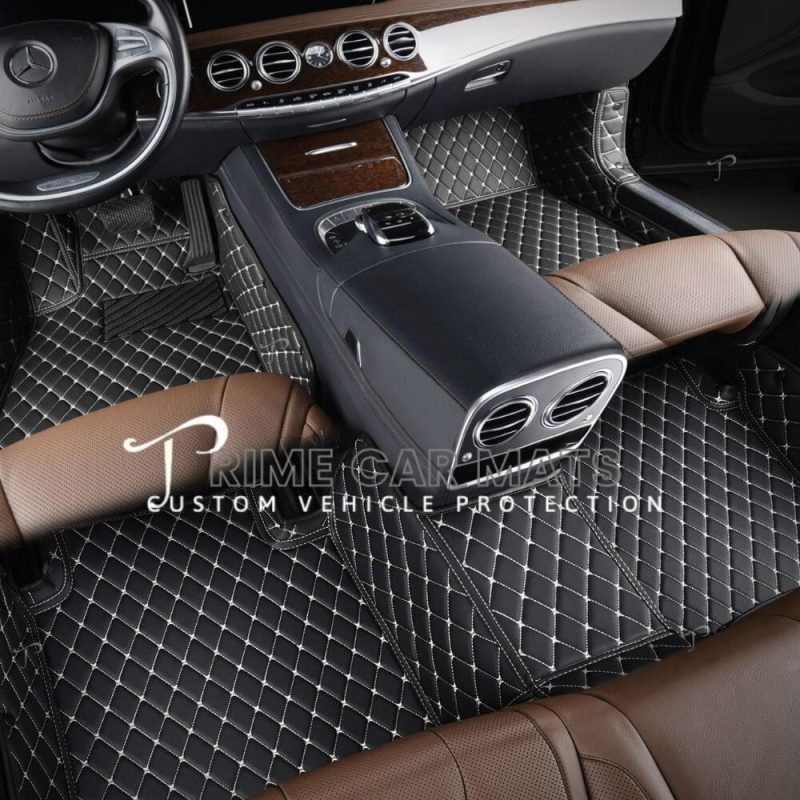 Black and White Stitching Car Mats Set